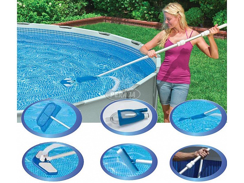 KIT PER PULIZIA PISCINA DELUXE CON MANICO TELESCOPICO 279CM