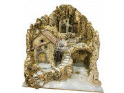 SCENARIO VILLAGGIO IN SUGHERO E LEGNO ILLUMINATO CON MULINO D'AC