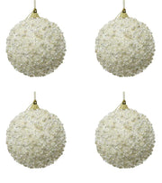 OFFFERTA 4 PALLINE CON GLITTER 8CM BIANCO LANA