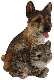 STATUETTA CANE LUPO E GATTO CM.11 FRIENDS VETRORESINA