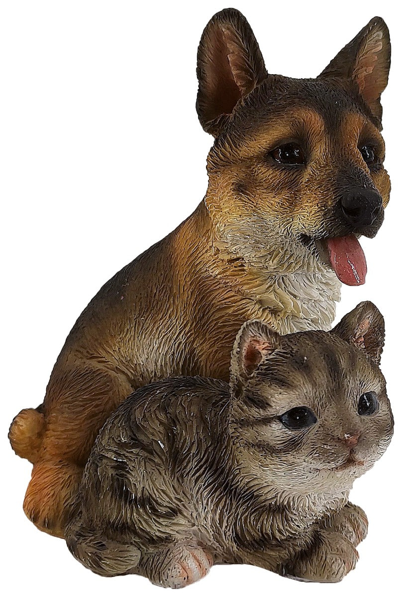 STATUETTA CANE LUPO E GATTO CM.11 FRIENDS VETRORESINA