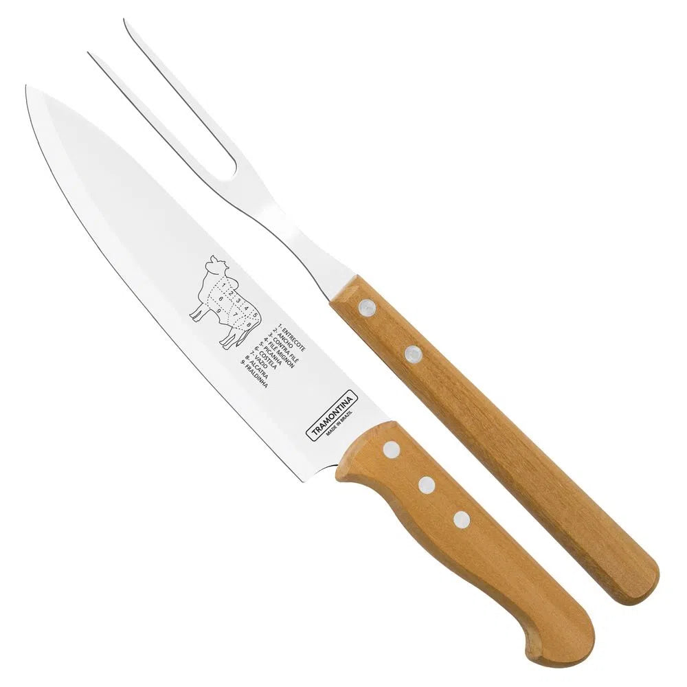SET COLTELLO+FORCHETTONE PER BARBECUE CHURRASCO