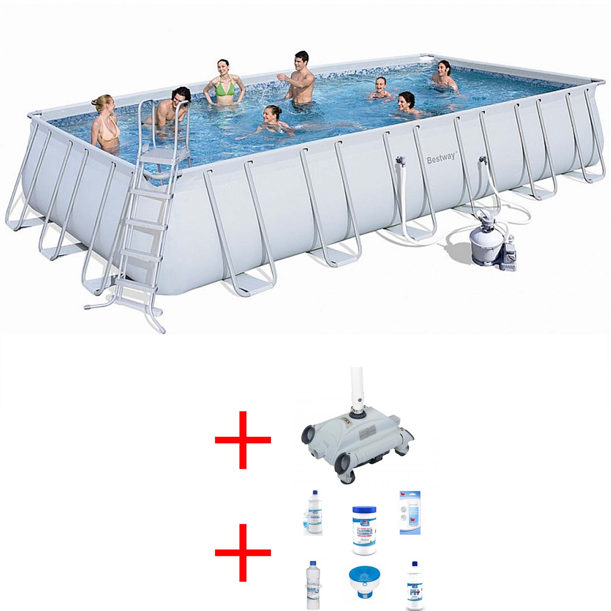 OFFERTA PISCINA RETTANGOLARE 732X366X132CM + ROBOT PULITORE + KIT MANTENIMENTO