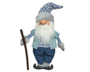 GNOMO CON CAPPELLO E BASTONE 19X7X45 CM BLU/BIANCO