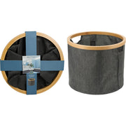 Cesto Portabiancheria Rotondo con Bordo in Bambù D30 x 25 cm Grigio PERAGA HOME