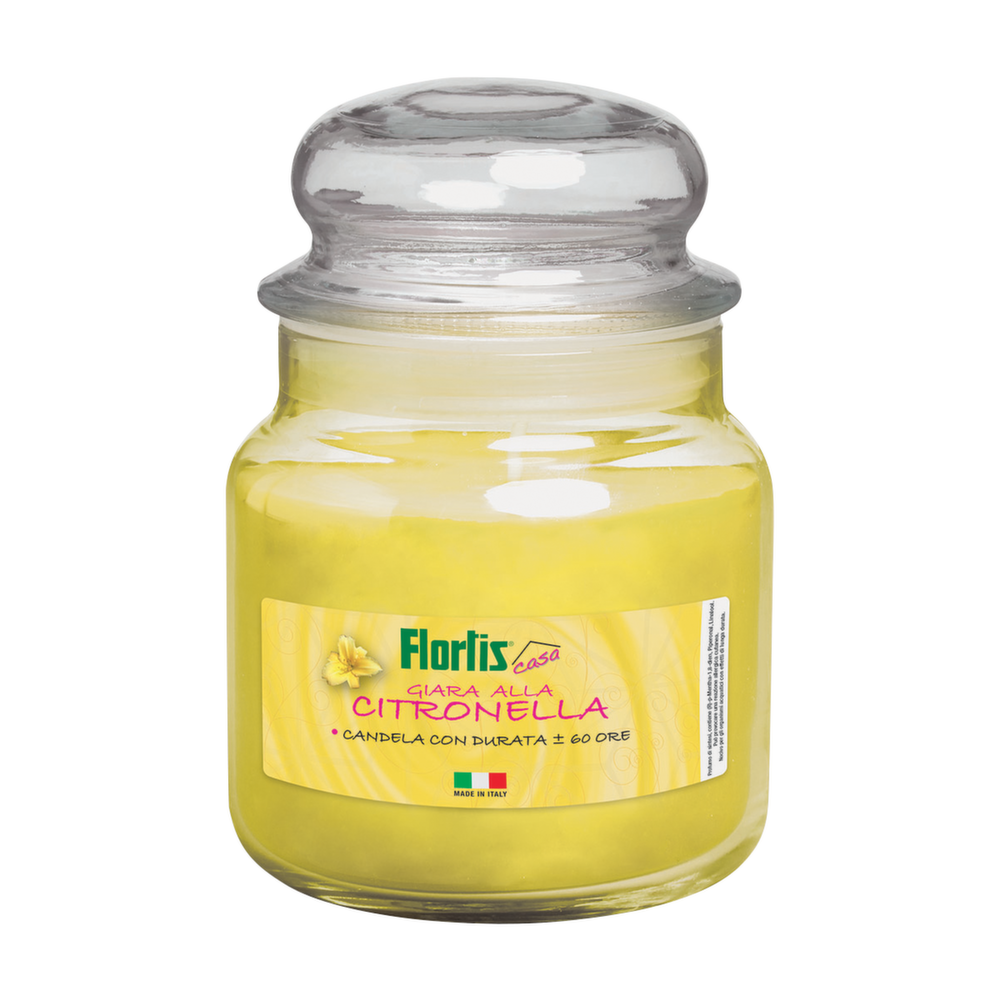 GIARA MEDIA IN VETRO CON CANDELA ALLA CITRONELLA
