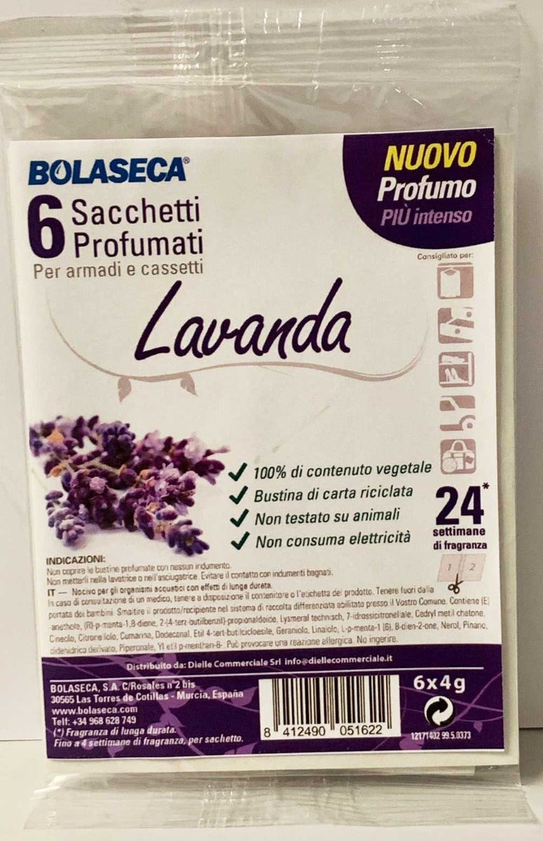6 SACCHETTI PROFUMATI LAVANDA PER ARMADI E CASSETTI