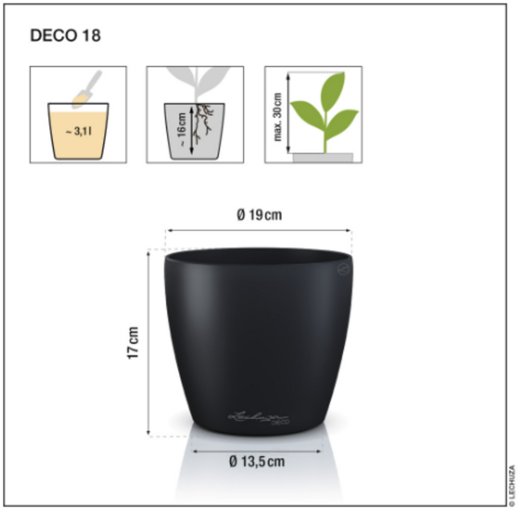 Vaso Classico "Deco 18" D18 H17CM Bianco Opaco LECHUZA