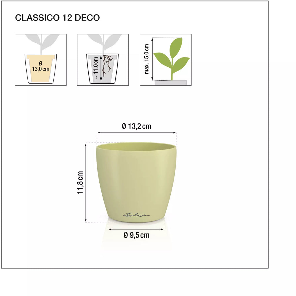 Vaso Classico "Deco 12" D13 H12CM Bianco Opaco LECHUZA