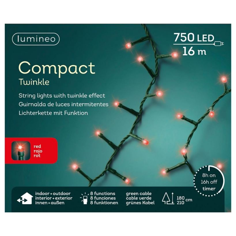 LUCI DI NATALE 750 LED TWINKLE ROSSE 16MT