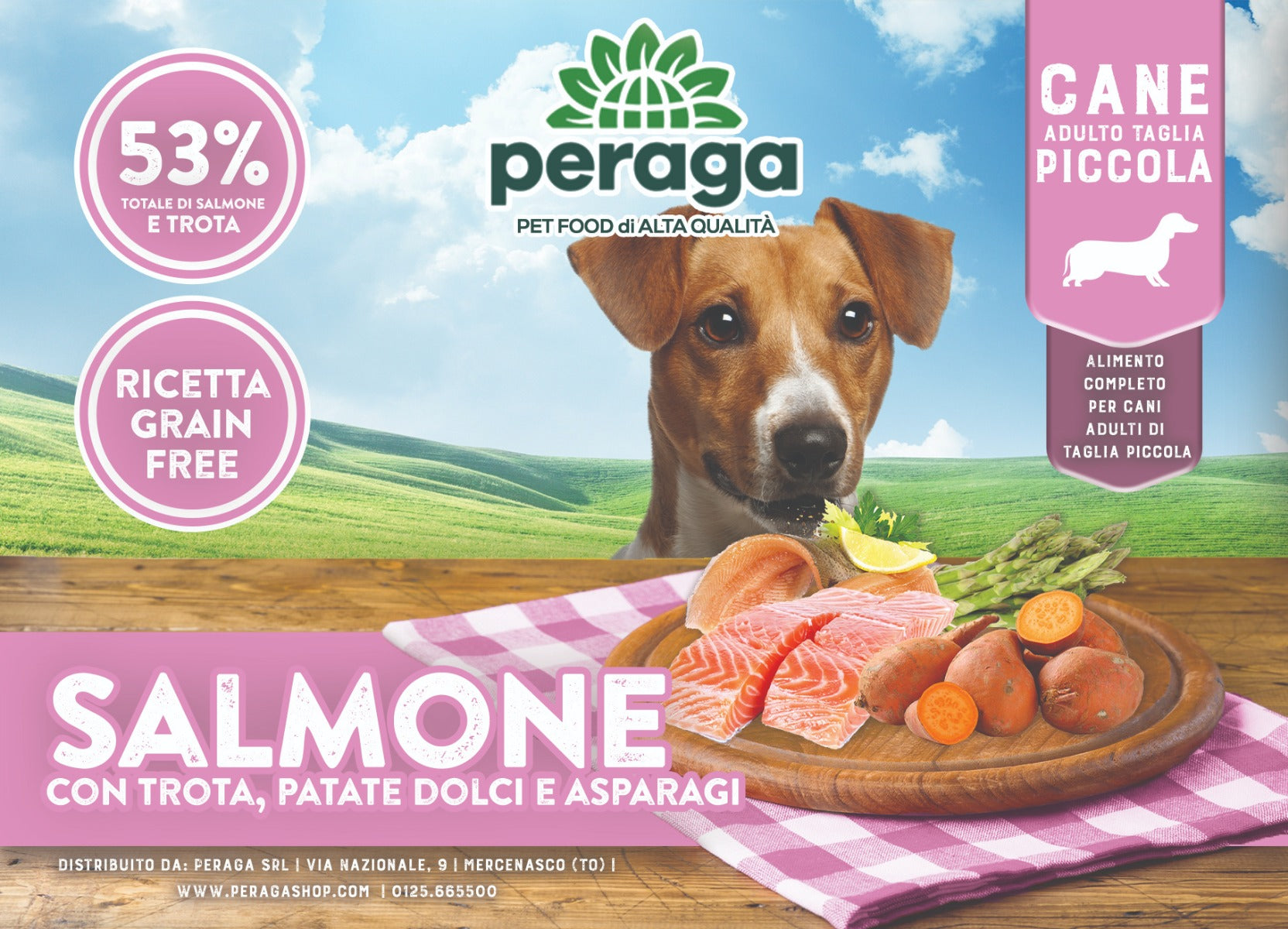CROCCHETTE PERAGA GRAIN FREE PER CANE ADULTO TAGLIA PICCOLA 2KG SALMONE