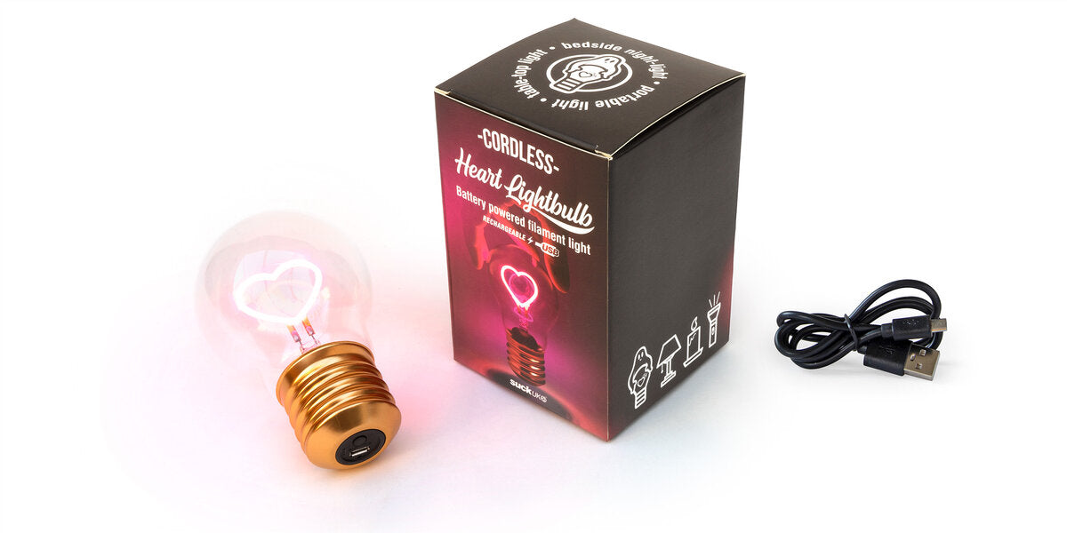 LAMPADA DA TAVOLO A FORMA DI LAMPADINA CON CUORE USB