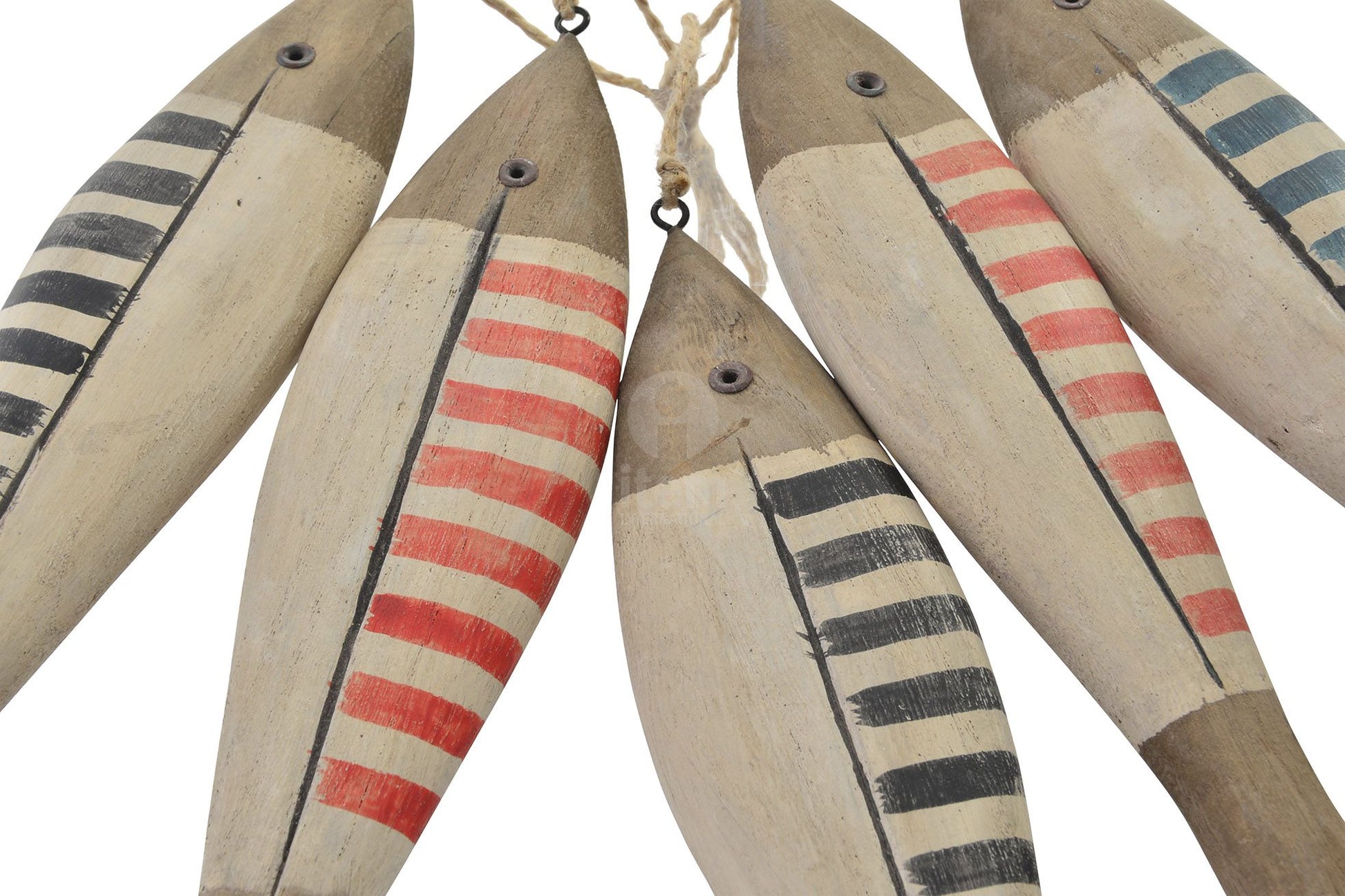 PENDAGLIO DECORATIVO 5 PESCI 42X12X5 CM IN LEGNO