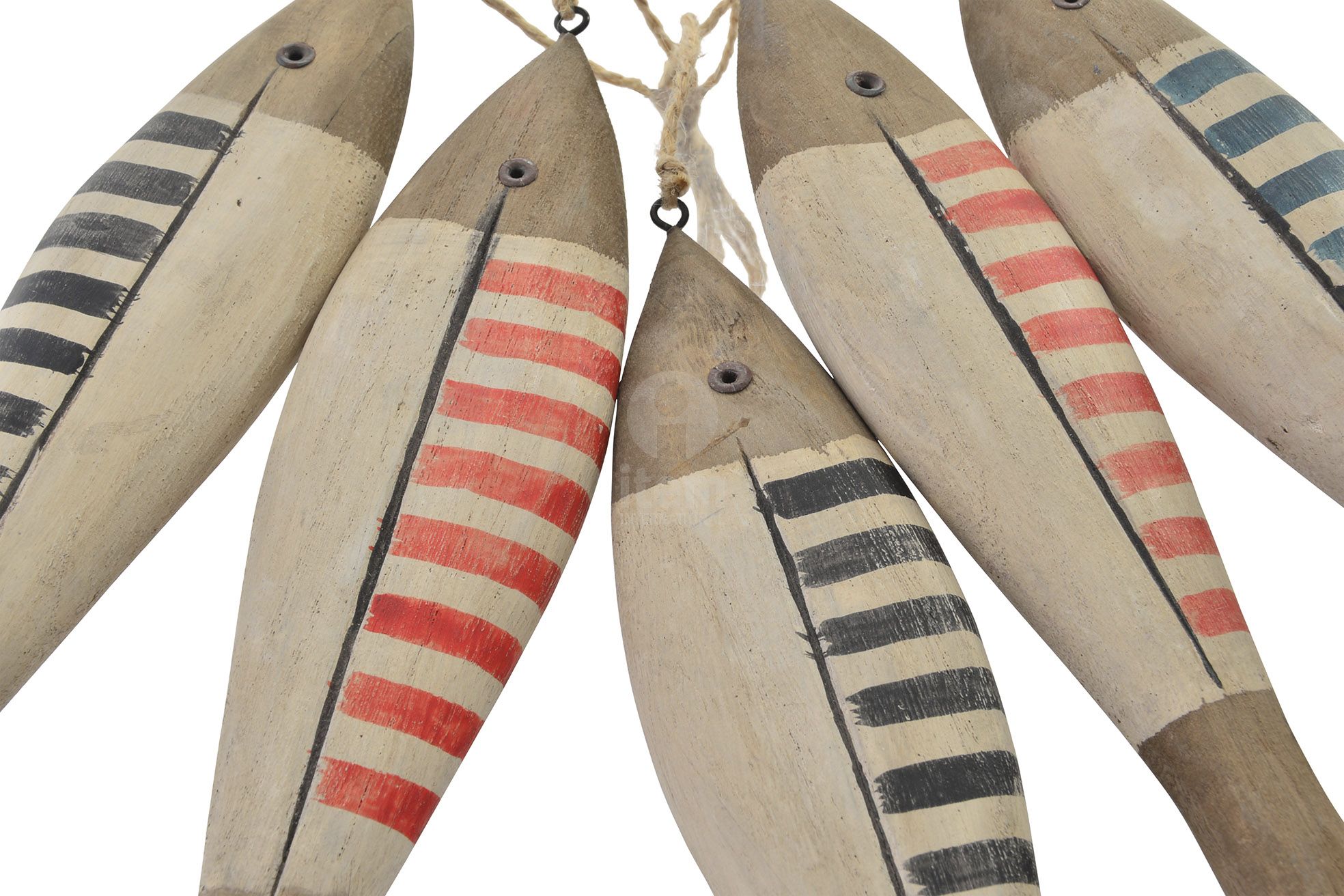 PENDAGLIO DECORATIVO 5 PESCI 42X12X5 CM IN LEGNO