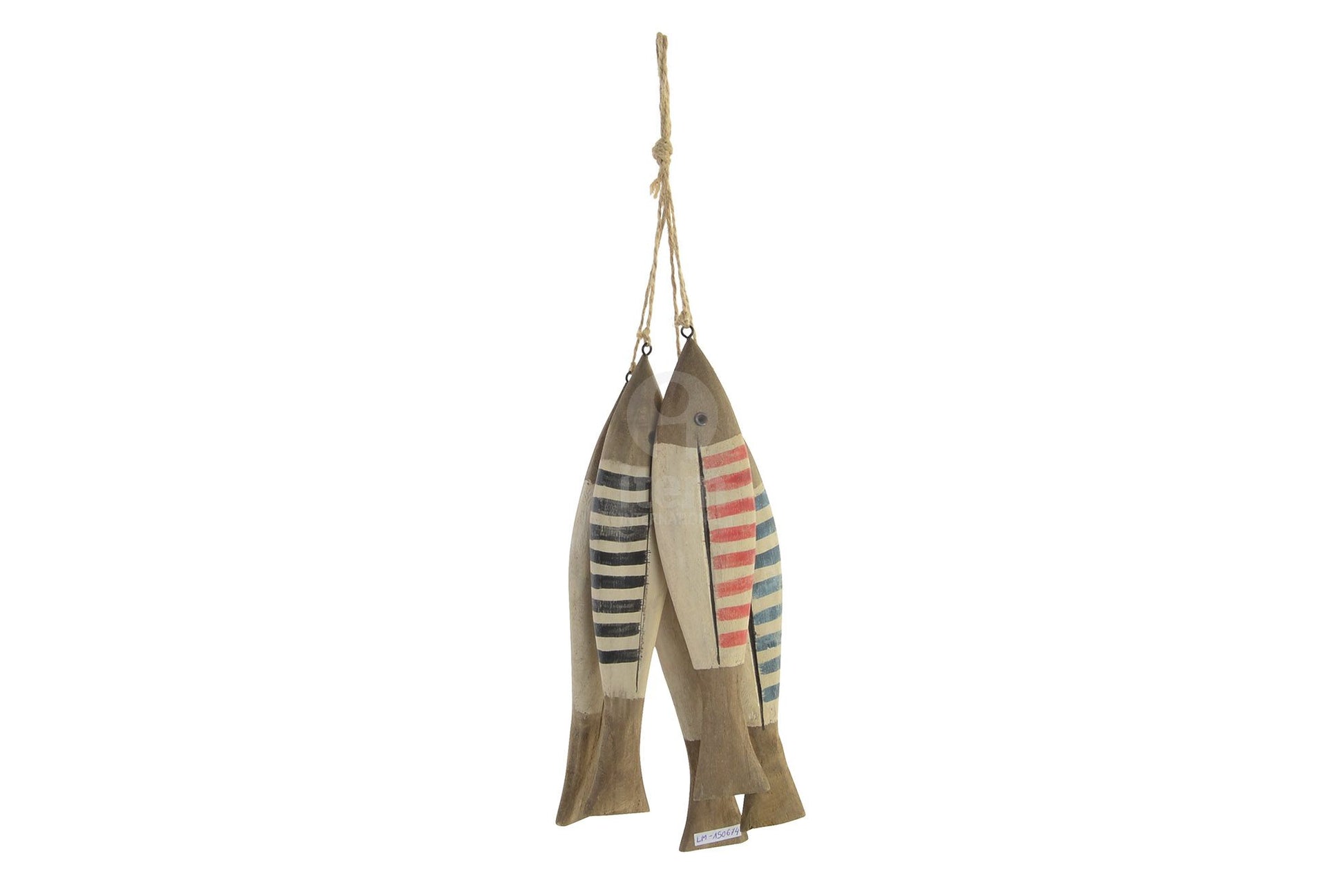 PENDAGLIO DECORATIVO 5 PESCI 42X12X5 CM IN LEGNO