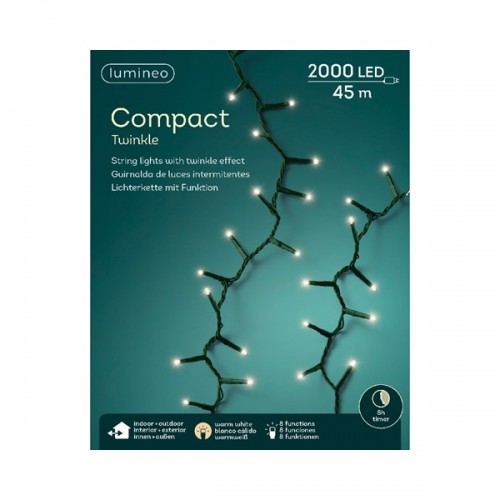 LUCI DI NATALE 2000 LED TWINKLE BIANCO CALDO 45MT