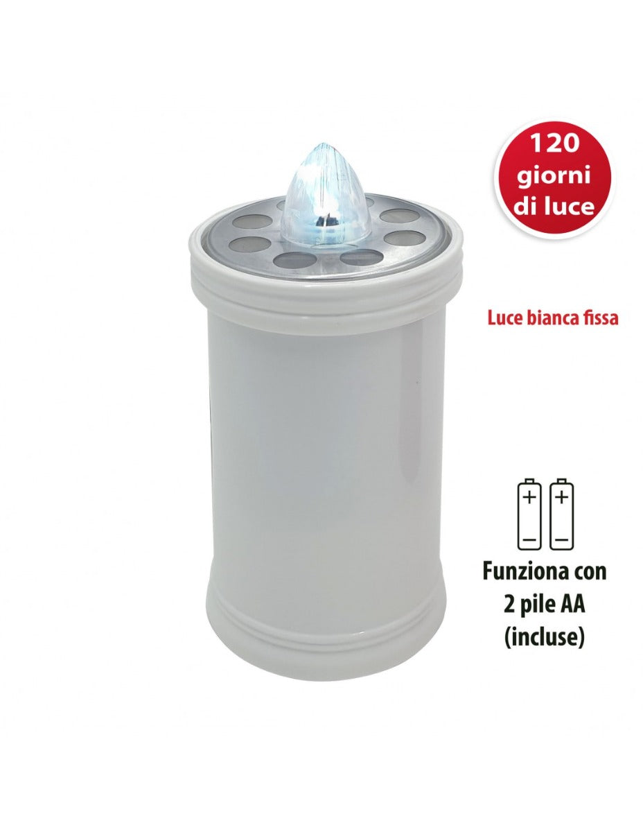 LUMINO ELETTRICO A LED 15,2CM, DURATA 120GG, BIANCO CON LUCE FISSA BIANCA