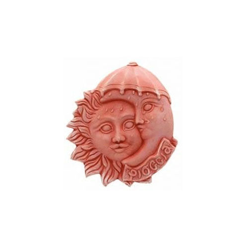 DECORAZIONE SOLE E LUNA PIOGGIA RIFINITA A MANO 25 CM IN TERRACOTTA