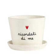 Vaso Ricordati di me con sottovaso D15cm H12,5cm Bianco Simple Day
