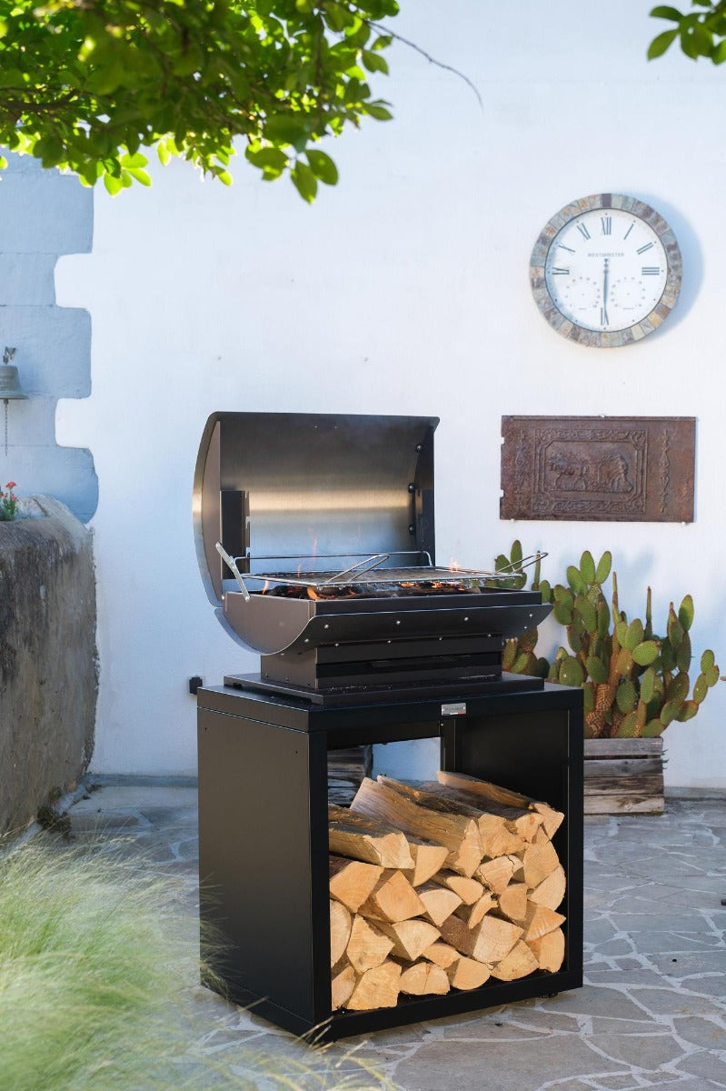 MOBILE BARBECUE APERTO, 80 X 55 CM NERO PER CUCINA DA ESTERNO