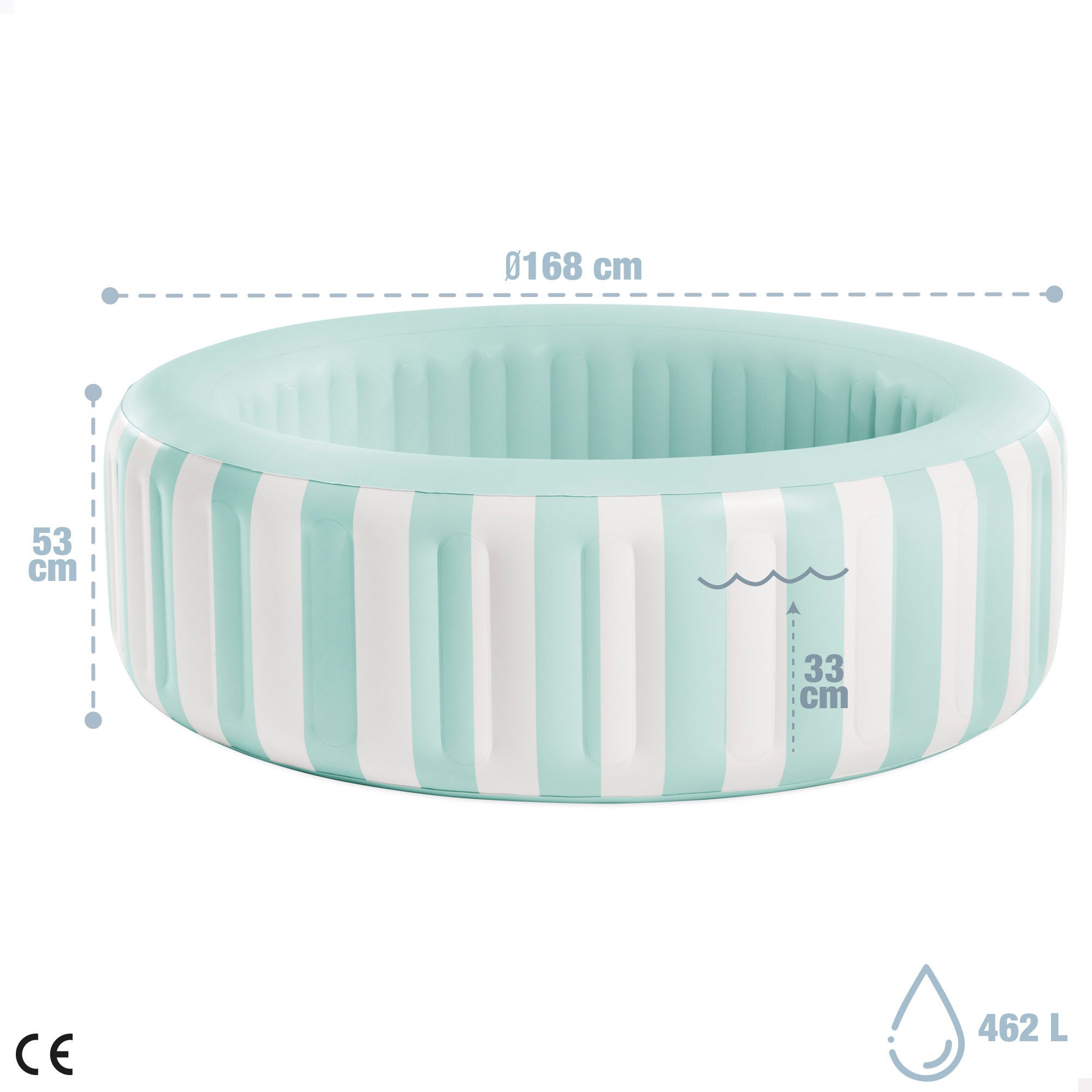 Piscina gonfiabile Costiera a righe D 168x53 cm bianco e verde INTEX