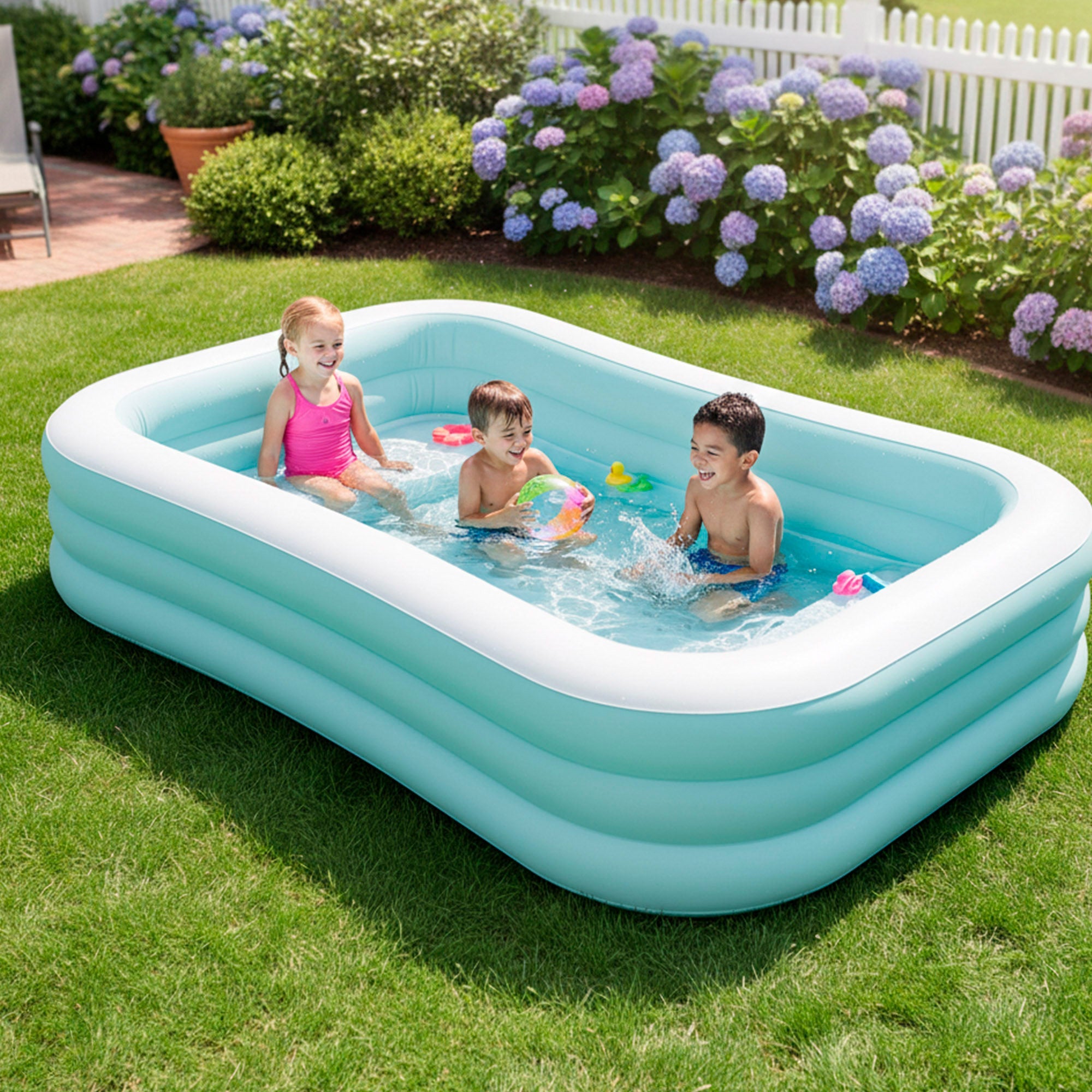 Piscina gonfiabile rettangolare Swim Center Family Lounge con sedili 264x165x56 cm azzurro e bianco INTEX