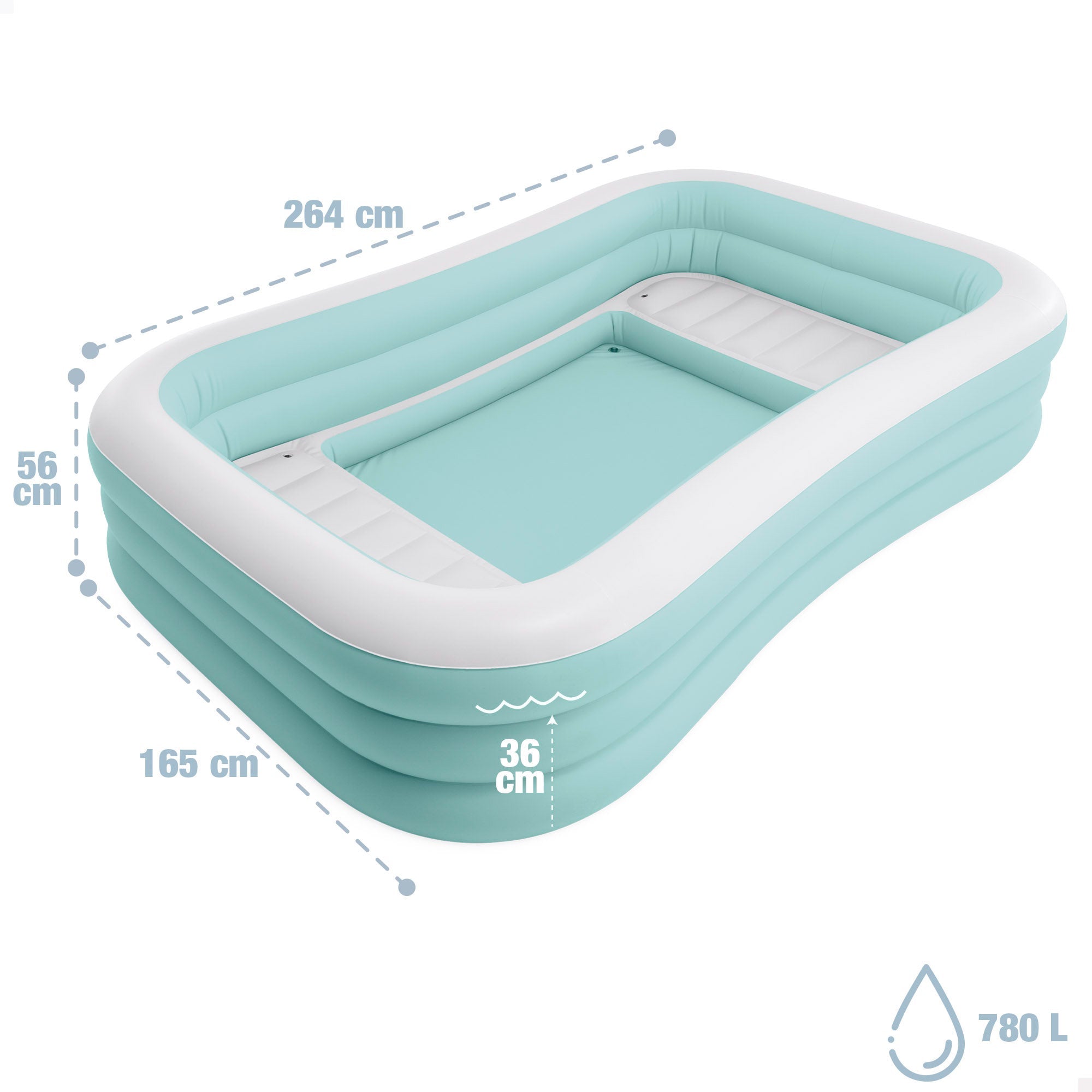 Piscina gonfiabile rettangolare Swim Center Family Lounge con sedili 264x165x56 cm azzurro e bianco INTEX