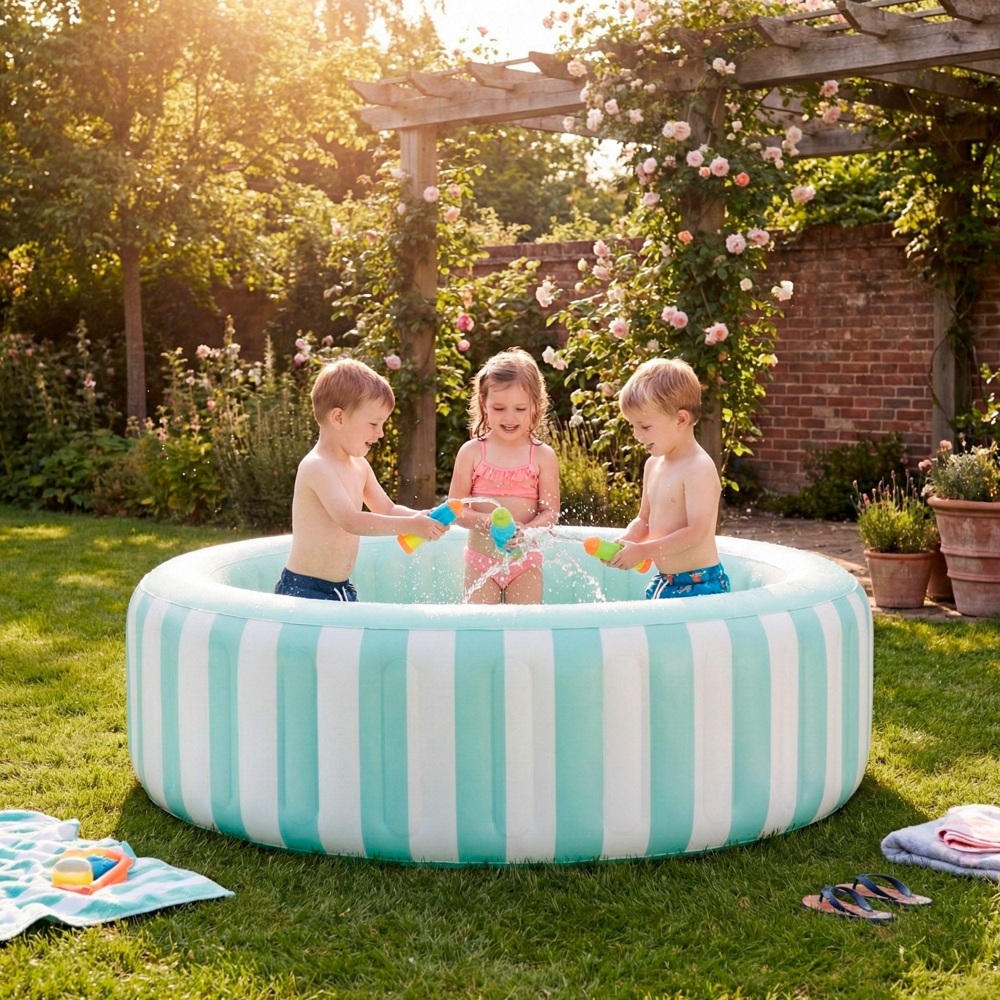 Piscina gonfiabile Costiera a righe D 168x53 cm bianco e verde INTEX