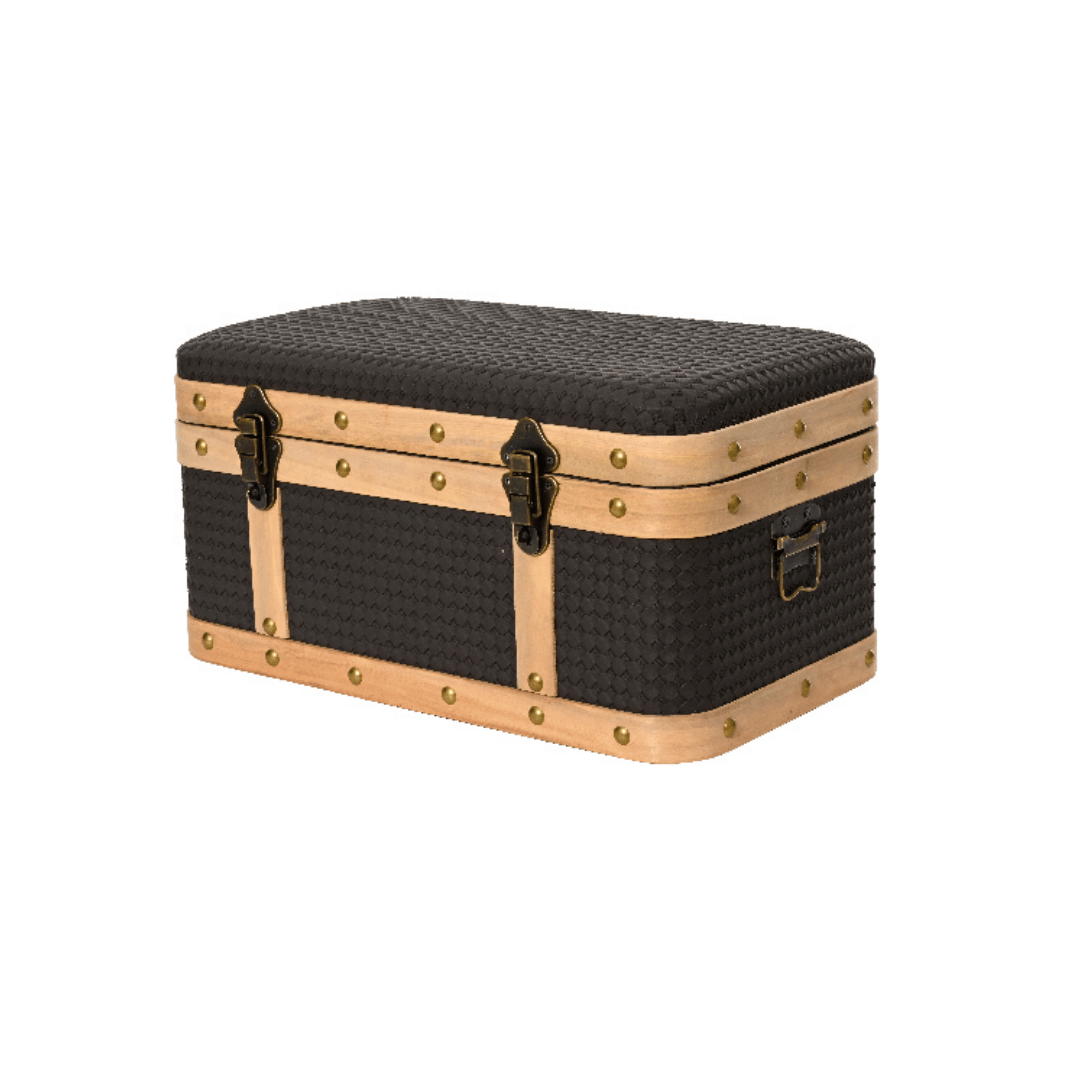 BAULE RETTANGOLARE CON CHIUSURE LEGNO MARRONE SCURO - MEDIO