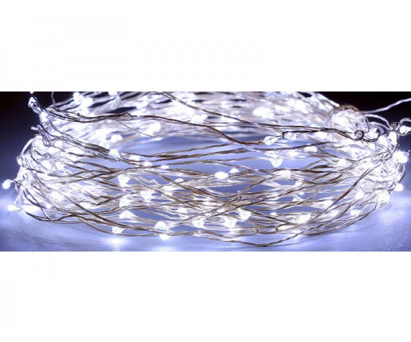 80 MICROLED LINEARI LUCI BIANCO FREDDO A BATTERIA CON GIOCHI DI LUCE