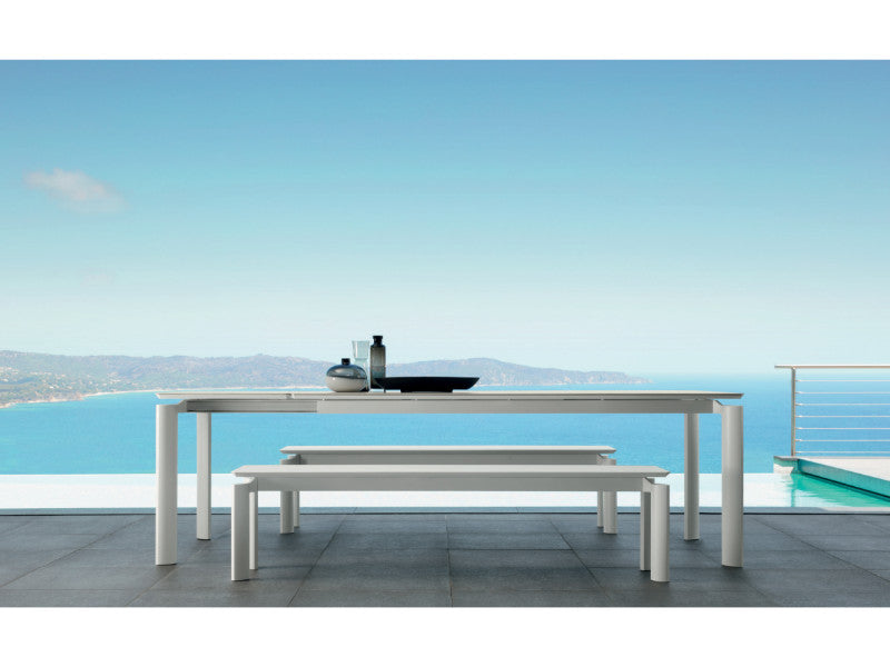 OFFERTA SET DA PRANZO TAVOLO ALL. MILO 160/215X95+ 6 POLTRONE BIANCO MILO