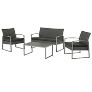 SALOTTO DA GIARDINO + TAVOLINO GRIGIO IN RATTAN