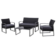 SALOTTO DA GIARDINO + TAVOLINO NERO ANTRACITE IN RATTAN