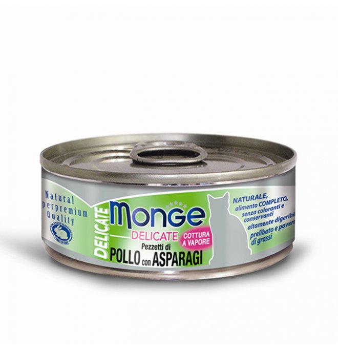 MONGE SCATOLETTA CIBO UMIDO GATTO DELICATE POLLO E ASPARAGI IN JELLY 80GR
