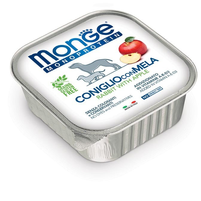 MONGE SCATOLETTA CIBO UMIDO CANE FRUIT CONIGLIO CON MELA 150GR