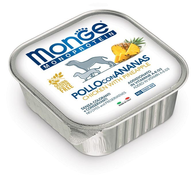 MONGE SCATOLETTA CIBO UMIDO CANE FRUIT POLLO CON ANANAS 150GR