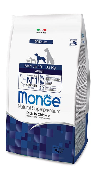 MONGE CIBO SECCO CANE CROCCANTINI MEDIUM POLLO 12 KG