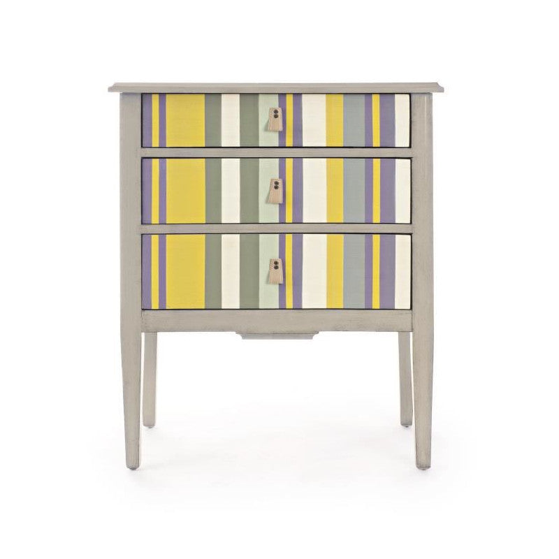 CASSETTIERA MORITZ CON 3 CASSETTI TORTORA CON DECORAZIONE 80X68X36 CM