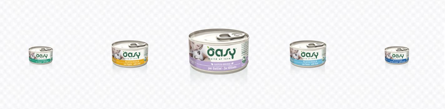 OASY MORE LOVE CIBO UMIDO IN LATTINA PER GATTI GUSTOSA MOUSSE GUSTO A SCELTA 85 GRAMMI