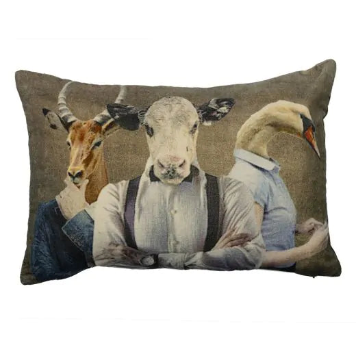 CUSCINO IN VELLUTO, ANTILOPE, MUCCA E CIGNO, 40X60CM