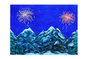 SFONDO POSTER ILLUMINATO FUOCHI D'ARTIFICIO 76X56CM