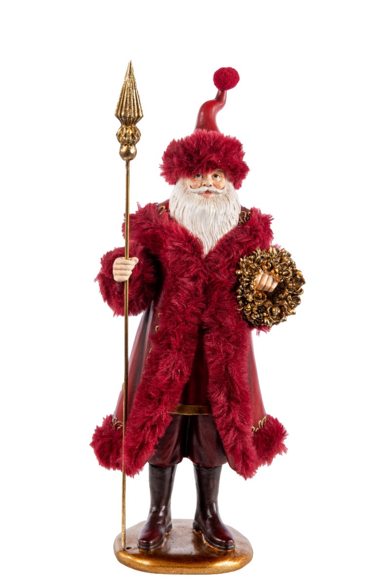 STATUINA BABBO NATALE IN RESINA 38CM ROSSO