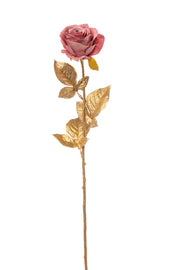 RAMO ORO CON ROSA 65CM