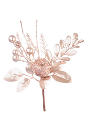 PICK RAMO MELA CON BACCHE PLATINO H.16CM