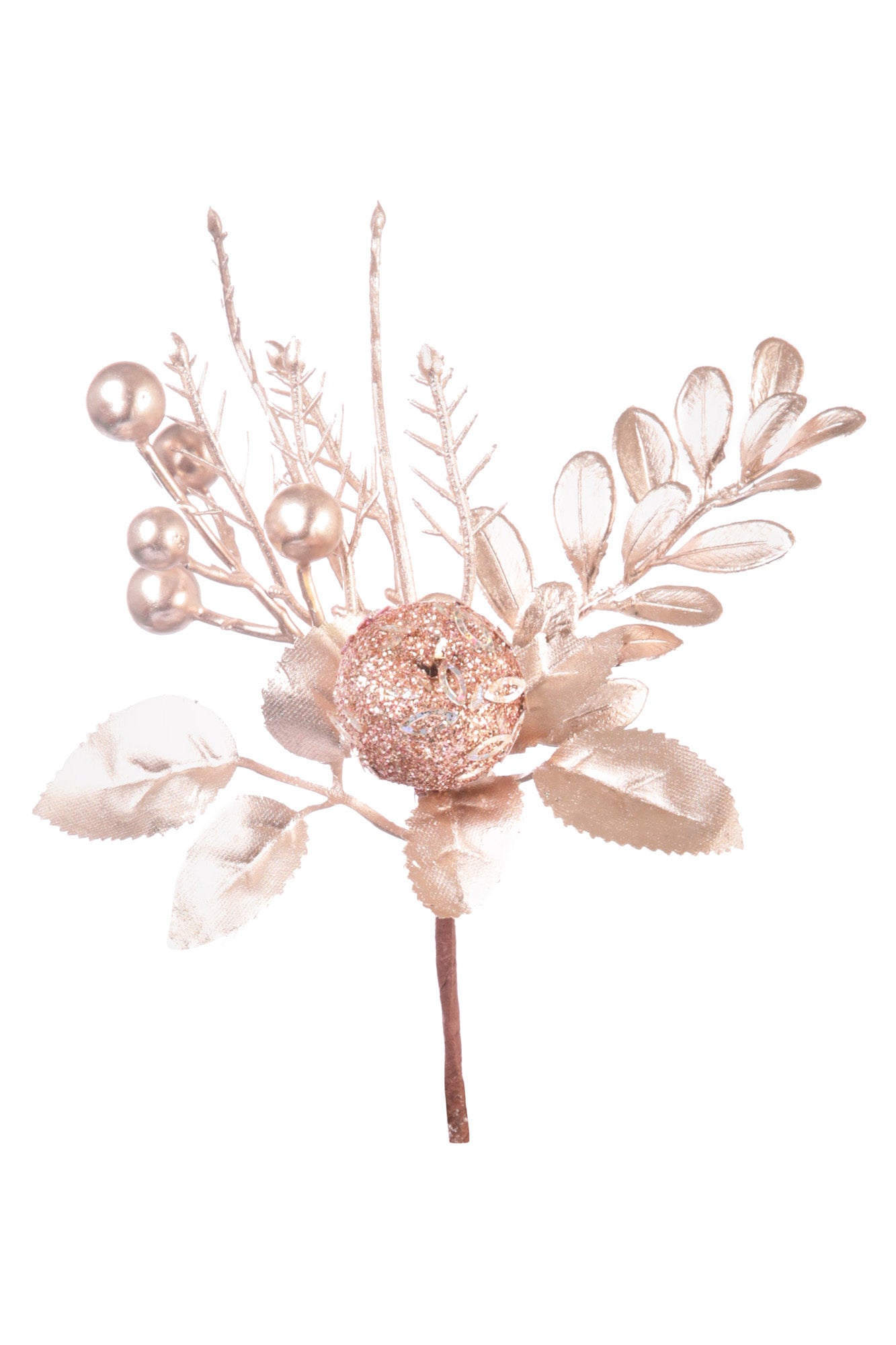 PICK RAMO MELA CON BACCHE PLATINO H.16CM