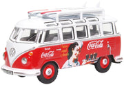 Modellino VW T1 Bus Surfboards Coca-Cola 1:76 Rosso Bianco Oxford