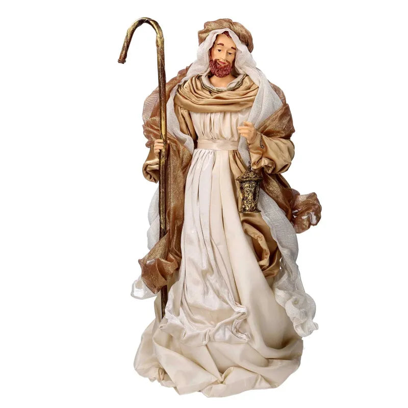 STATUETTE SCENA NATIVITA' IN TESSUTO COLORE ORO H68,5CM