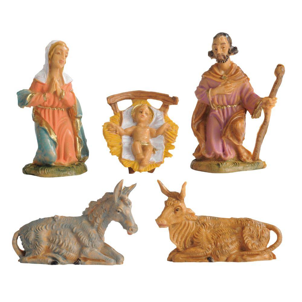 NATIVITà 6,5CM SET 5 STATUETTE IN RESINA PER PRESEPE