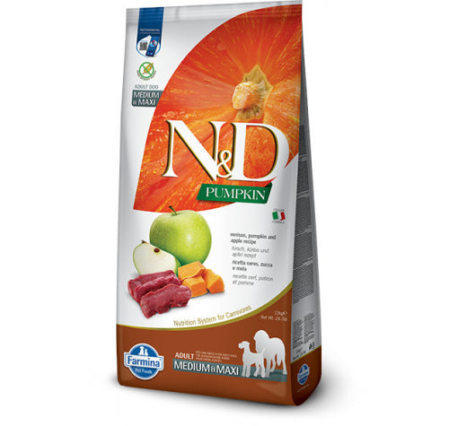 CROCCHETTE N&D PUMPKIN CANI ADULTI MEDIUM MAXI CERVO E MELA 12 KG