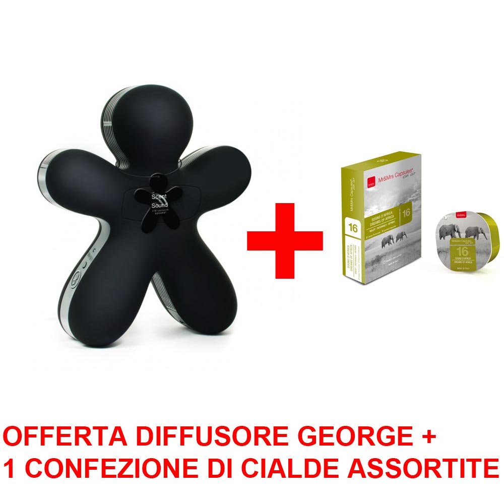 OFFERTA GEORGE DIFFUSORE ELETTRONICO SPEAKER BLUETOOTH NERO +1 CONFEZIONE DI CIALDE
